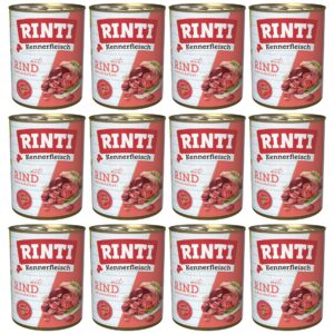 Rinti Nassfutter Kennerfleisch pur Dose Rind, 12 x 800 g
