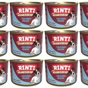 Rinti Nassfutter Dose Gold mit Geflügelherzen, 12 x 185 g