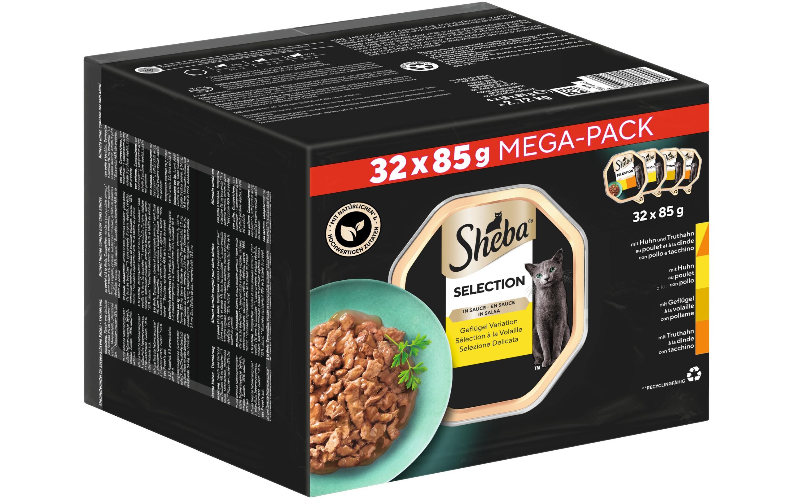 Sheba Nassfutter Selection in Sauce, Geflügel Variation, 32 x 85 g