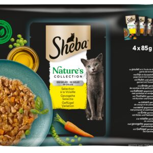 Sheba Nassfutter Natures Collection Gelee – Geflügel, 4 x 85 g