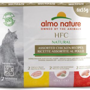 Almo Nature Nassfutter HFC Natural Multipack mit Huhn 6 x 55 g