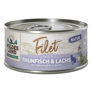 Wildes Land Katzen-Snack Filet Thunfisch & Lachs 12 x 80 g