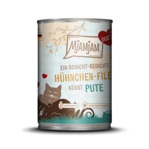 Mjamjam Nassfutter Duett Hühnchen-Filet küsst Pute, 390 g