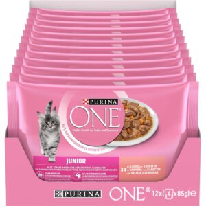 Purina ONE Nassfutter Junior Lachs, 4 x 85 g