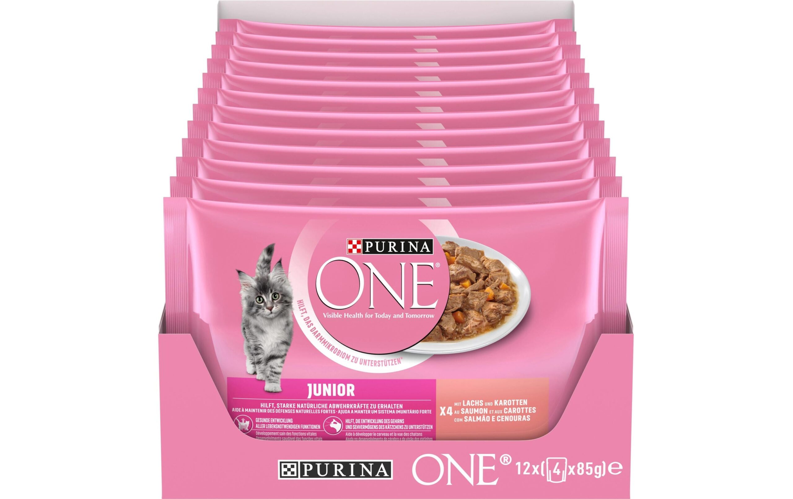 Purina ONE Nassfutter Junior Lachs, 4 x 85 g
