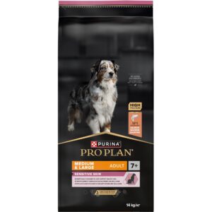 Purina Pro Plan Trockenfutter M/L Adult 7+ Sensitive Skin Lachs, 14 kg