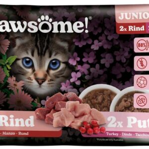 Pawsome Cat Superfood Junior Rind & Pute 4 x 85 g