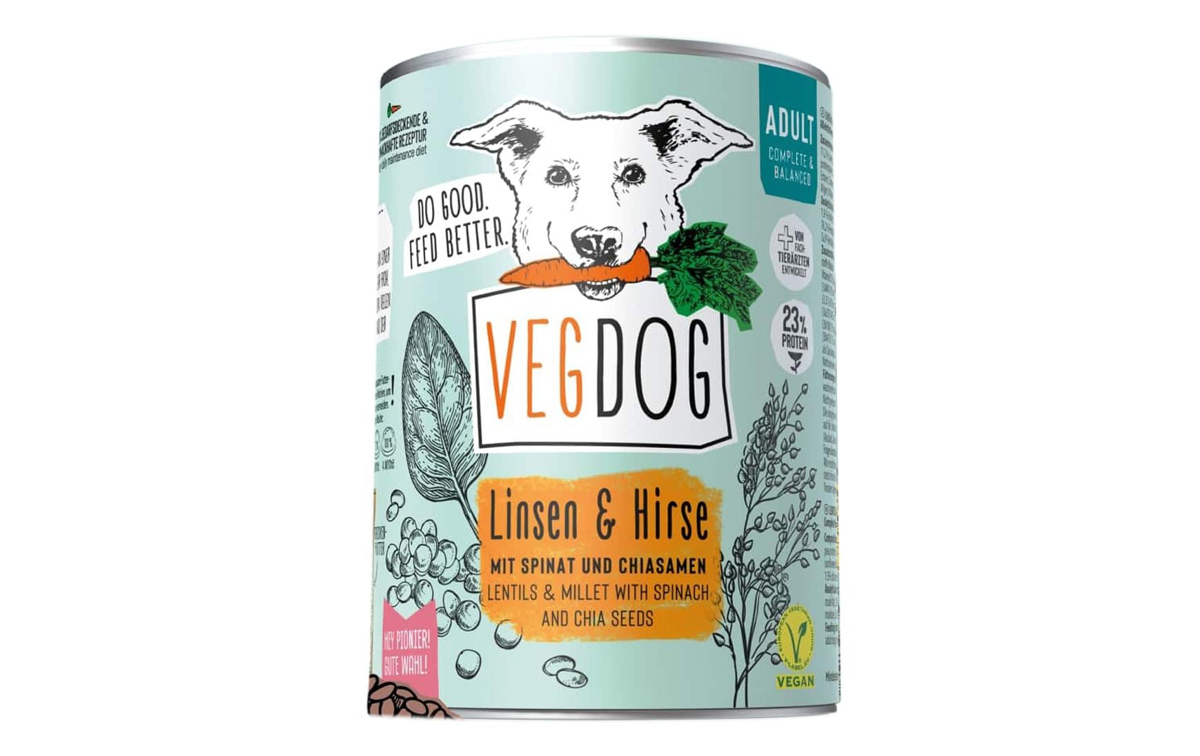Vegdog Nassfutter Adult Linsen und Hirse 400 g