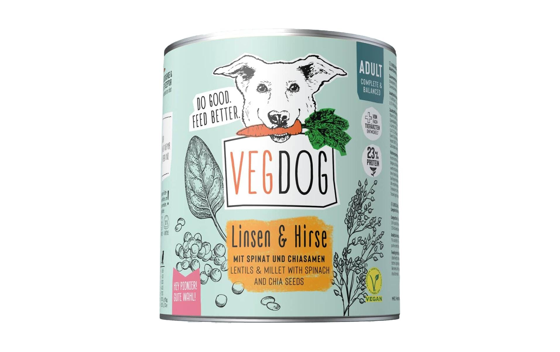 Vegdog Nassfutter Adult Linsen und Hirse 800 g