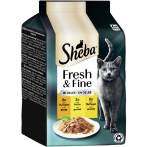 Sheba Nassfutter Gelee mit Truthahn, Huhn und Geflügel, 6 x 50g