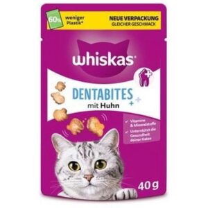 Whiskas Katzen-Snack Dentabites mit Huhn, 6 x 40g