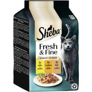 Sheba Nassfutter Sauce mit Huhn, Truthahn und Ente, 6 x 50g