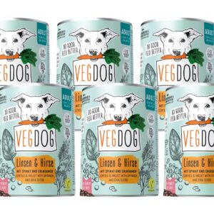 Vegdog Nassfutter Adult Linsen + Hirse, 6 x 400g