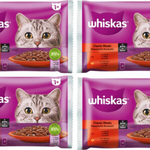 Whiskas Nassfutter Klassische Auswahl in Sauce 1+, 4 x 4 x 85 g
