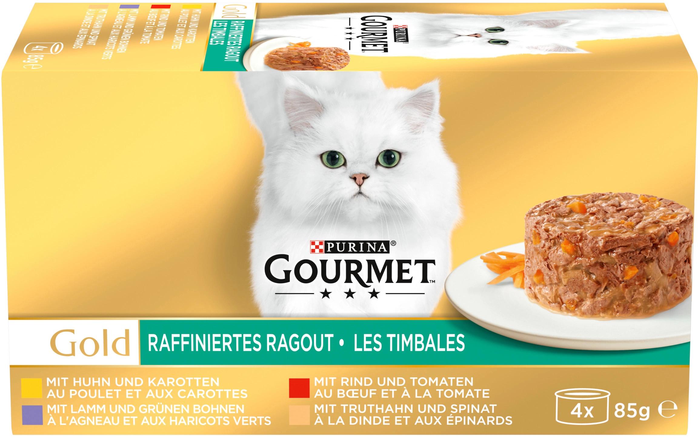 Purina Gourmet Nassfutter Gold Raffiniertes Ragout 4 x 85 g