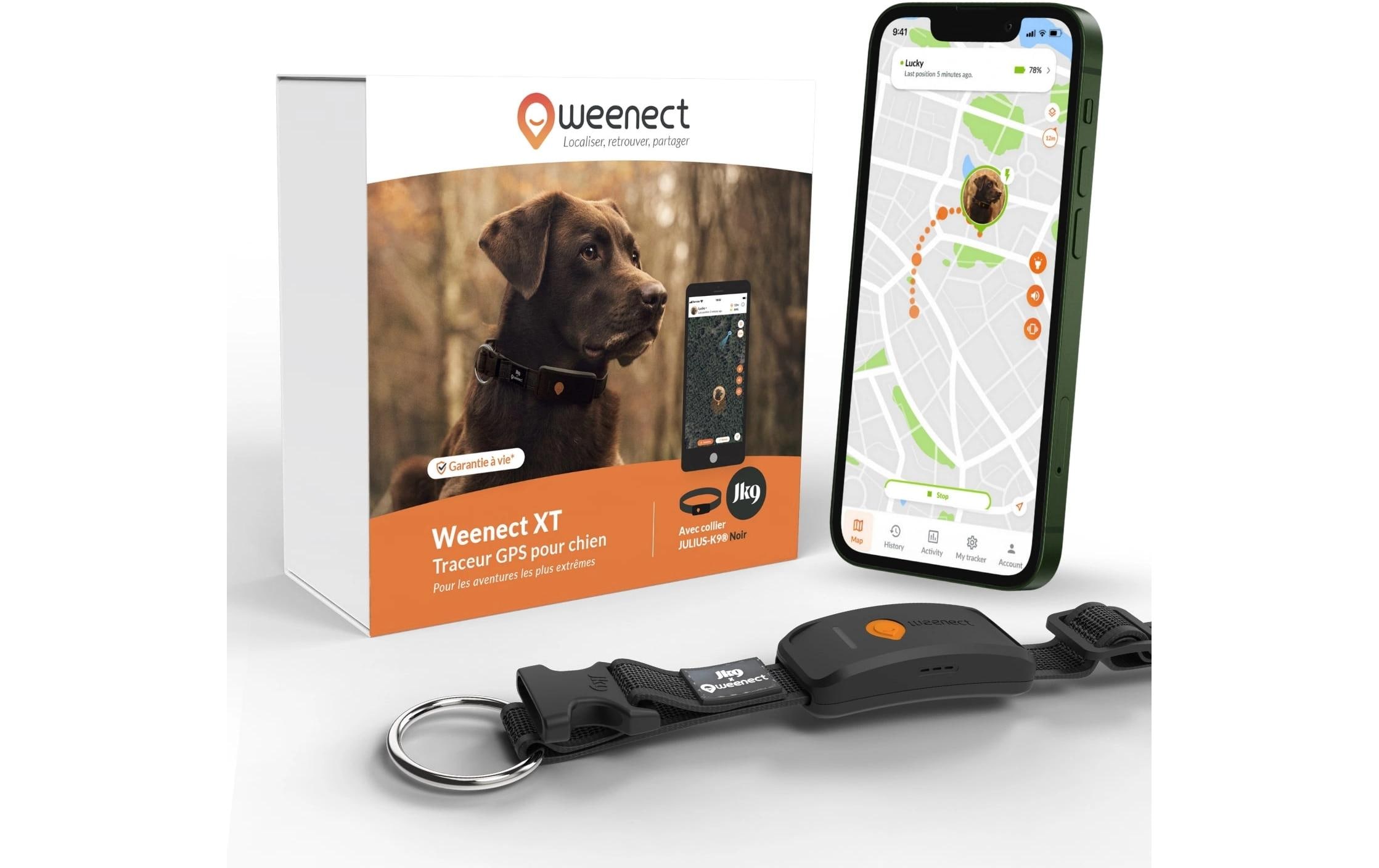 Weenect GPS-Tracker für Hunde XT mit Halsband schwarz