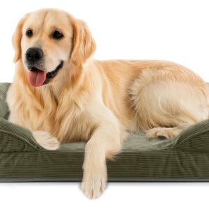 Lumaland Hundebett Indoor Cord L Olivgrün