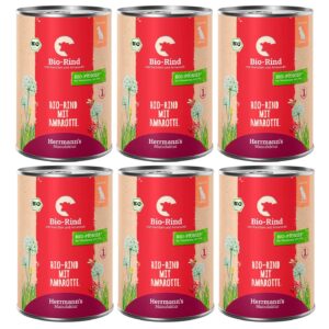 Herrmann’s Nassfutter Bio Rind mit Karotten und Amaranth 6 x 400 g