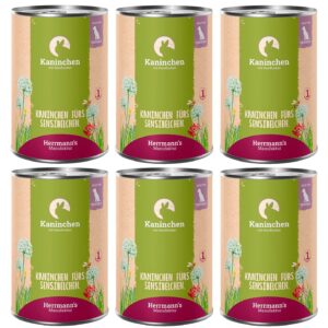 Herrmann’s Nassfutter Kaninchen mit Reisflocken 6 x 400 g