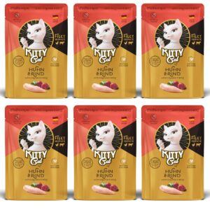 KITTY Cat Nassfutter KittyCat Filét Paté Pouch Huhn, Rind 6 x 85 g