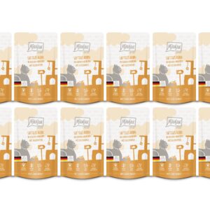 Mjamjam Nassfutter Quetschie Huhn & Mörchen, 12 x 125 g