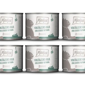 Mjamjam Nassfutter Dose Kalb & Truthahn, 6 x 200 g