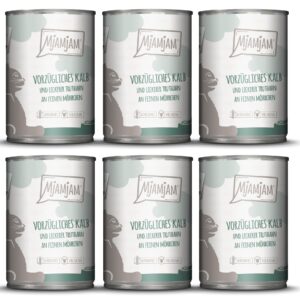 Mjamjam Nassfutter Dose Kalb & Truthahn, 6 x 400 g