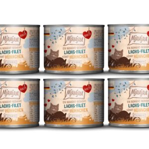 Mjamjam Nassfutter Duett Lachs-Filet küsst Hühnchen, 6 x 190 g