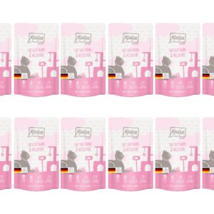Mjamjam Nassfutter Quetschie Huhn & Wildlachs, 12 x 125 g