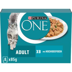 Purina ONE Adult in Sauce, Hochseefisch und grünen Bohnen 8 x 85 g