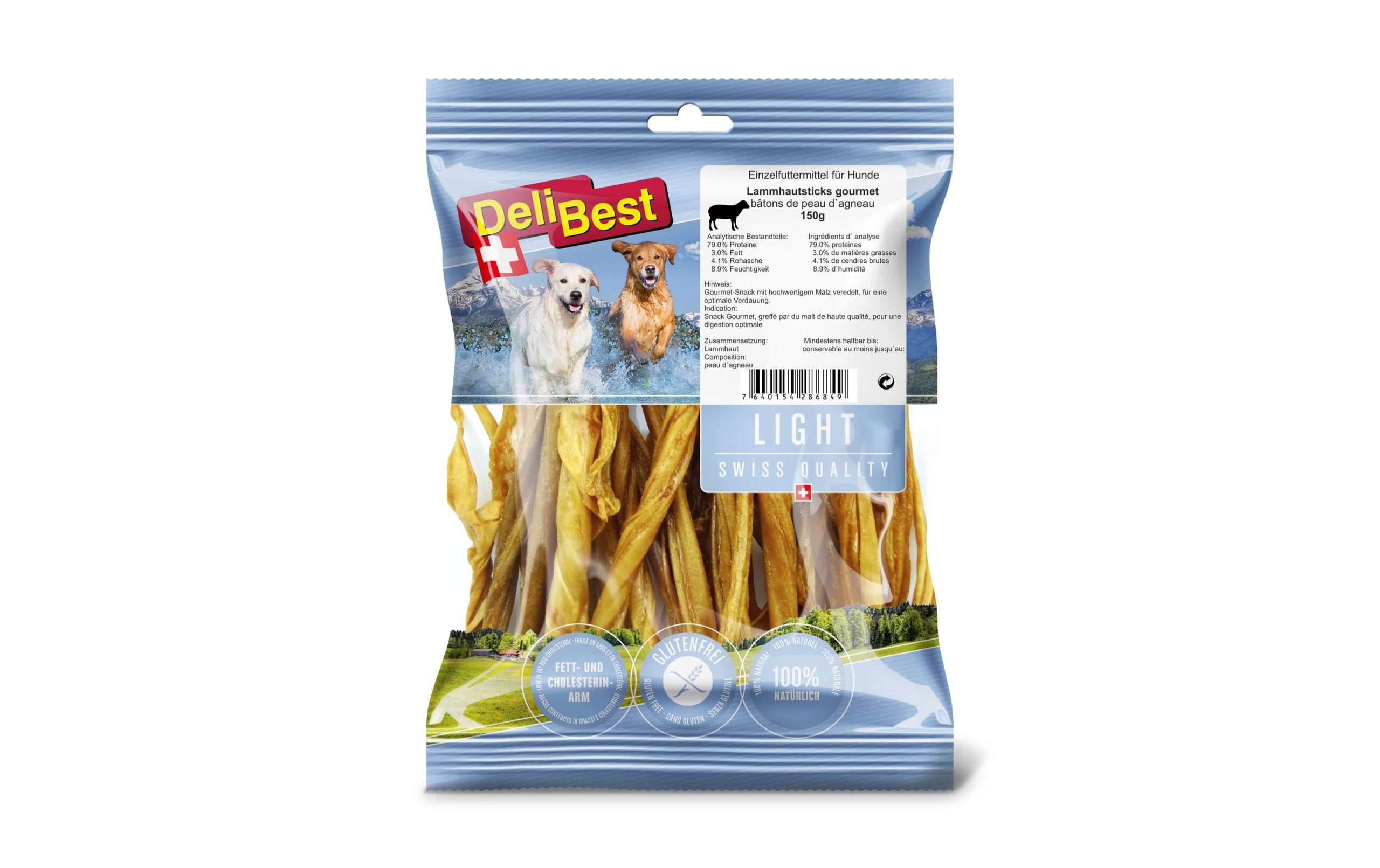 DeliBest Kausnack Light Lammhaut Sticks, 150 g