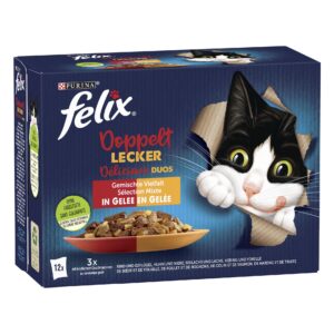 Felix Nassfutter Doppelt Lecker, Fleisch & Fisch, 12 x 85 g