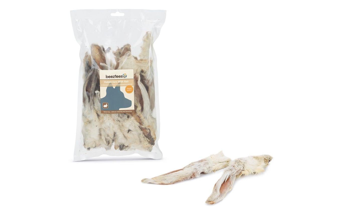 Beeztees Kausnack Kaninchenohren mit Fell, 200 g