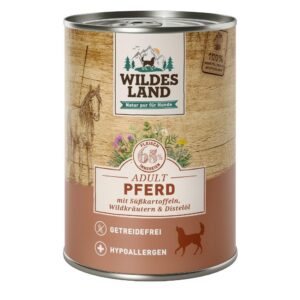 Wildes Land Nassfutter Pferd mit Süsskartoffeln und Wildkräutern 400 g