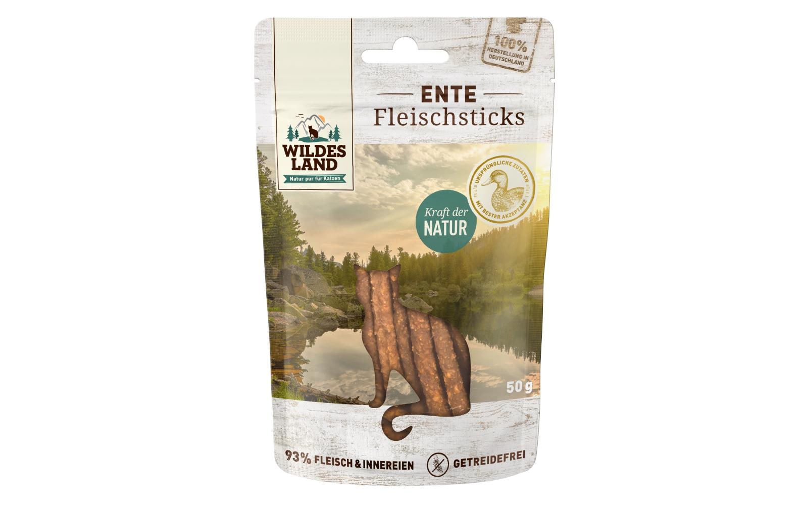 Wildes Land Katzen-Snack Ente Pur Sticks 50 g