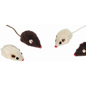 Nobby Katzen-Spielzeug Plüschmaus mit Rassel, 4 Stück, 5 cm
