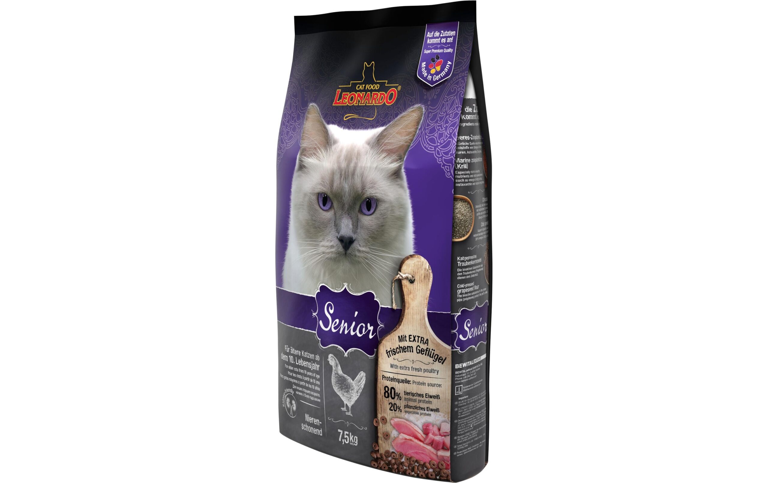 Leonardo Cat Food Trockenfutter Senior Geflügel, 7.5 kg