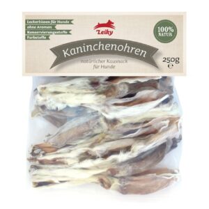 Leiky Kausnack Kaninchenohren mit Fell, 20 Stück