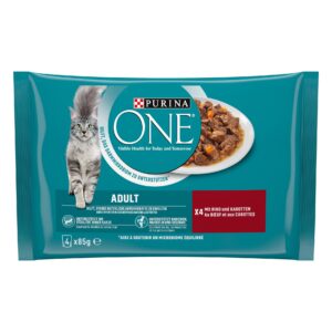 Purina ONE Nassfutter ADULT in Sauce Rind/Karotten, 4 x 85g