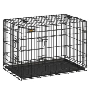 Feandrea Hundekäfig mit 2 Türen, 92.5 x 57.5 x 64 cm, Schwarz