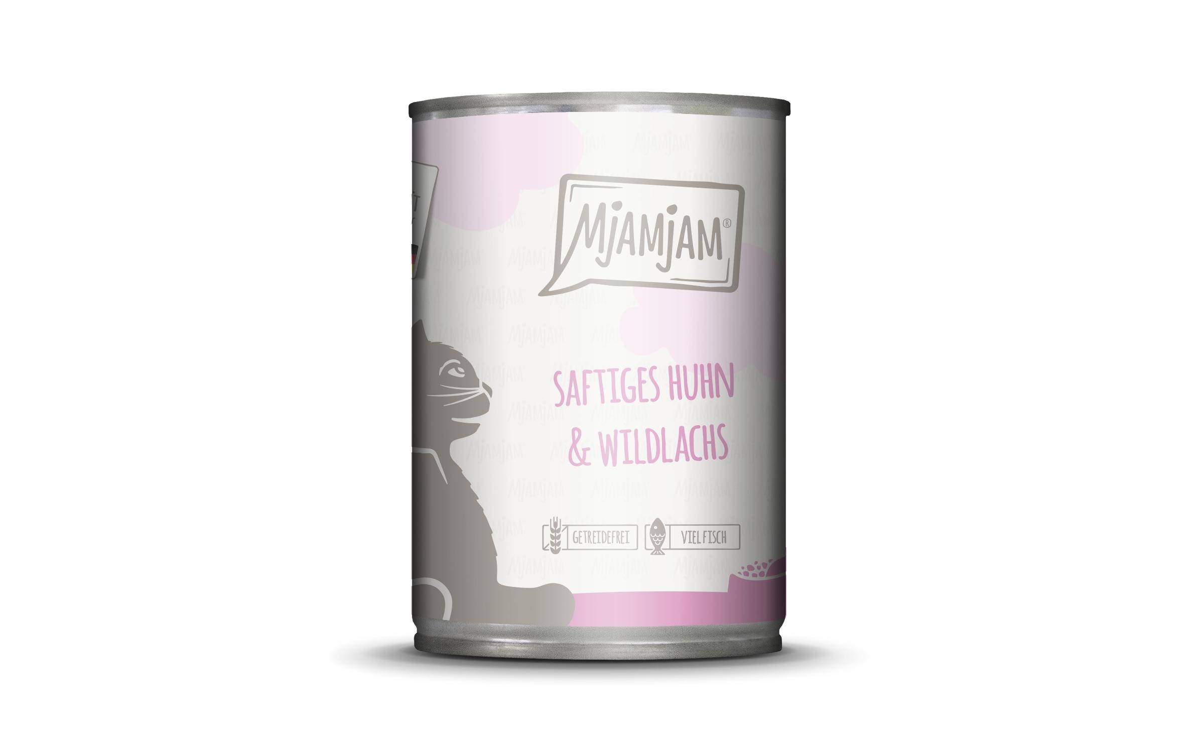 Mjamjam Nassfutter Dose Huhn & Wildlachs, 400 g
