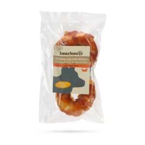 Beeztees Kausnack Rinderhaut Ring mit Huhn, 2 x 7.5 cm