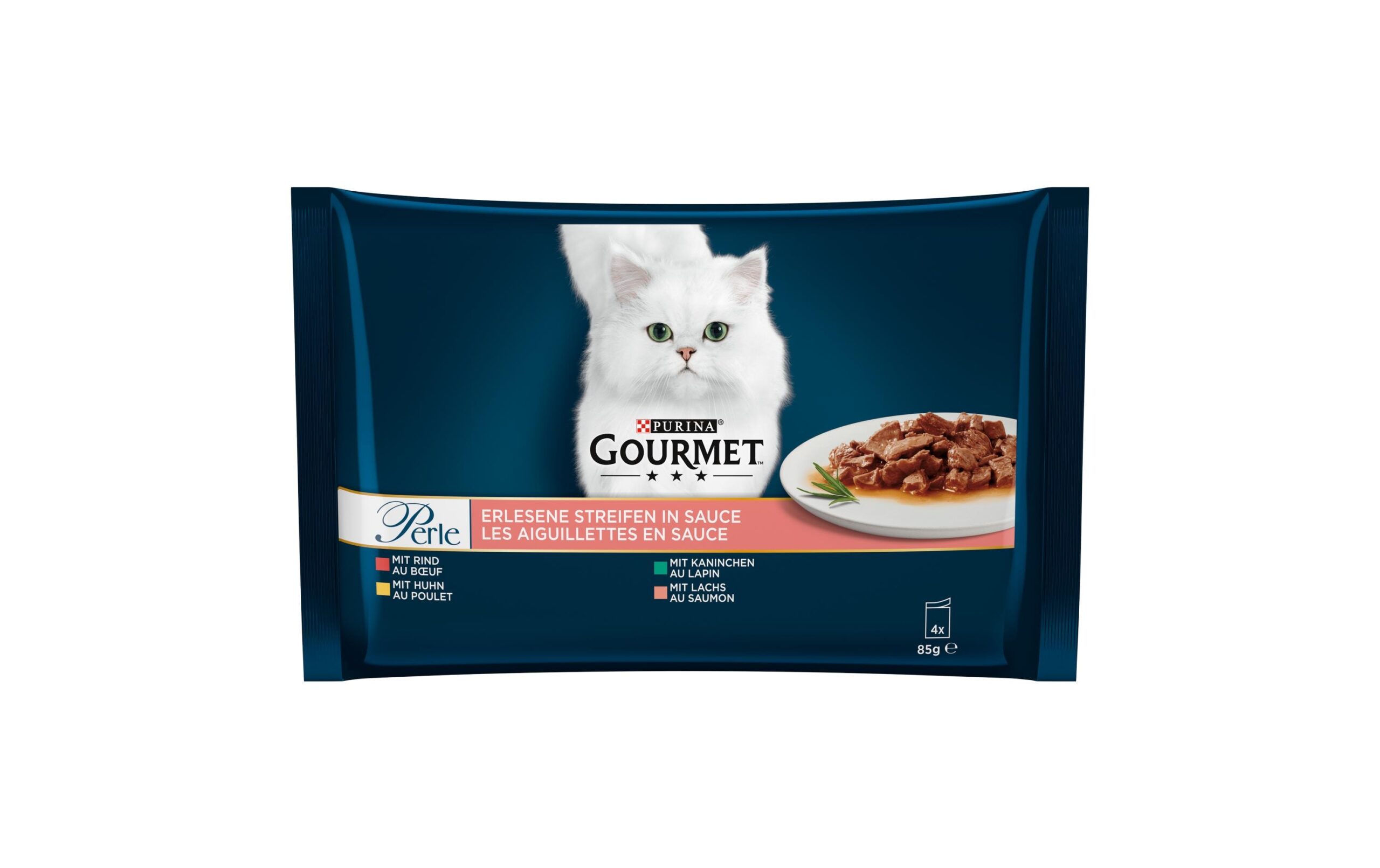 Purina Gourmet Nassfutter Gourmet Perle Erlesene Streifen, 4 x 85 g