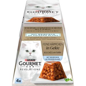 Purina Gourmet Nassfutter Feine Häppchen Gelée Weissfisch 4 x 57g