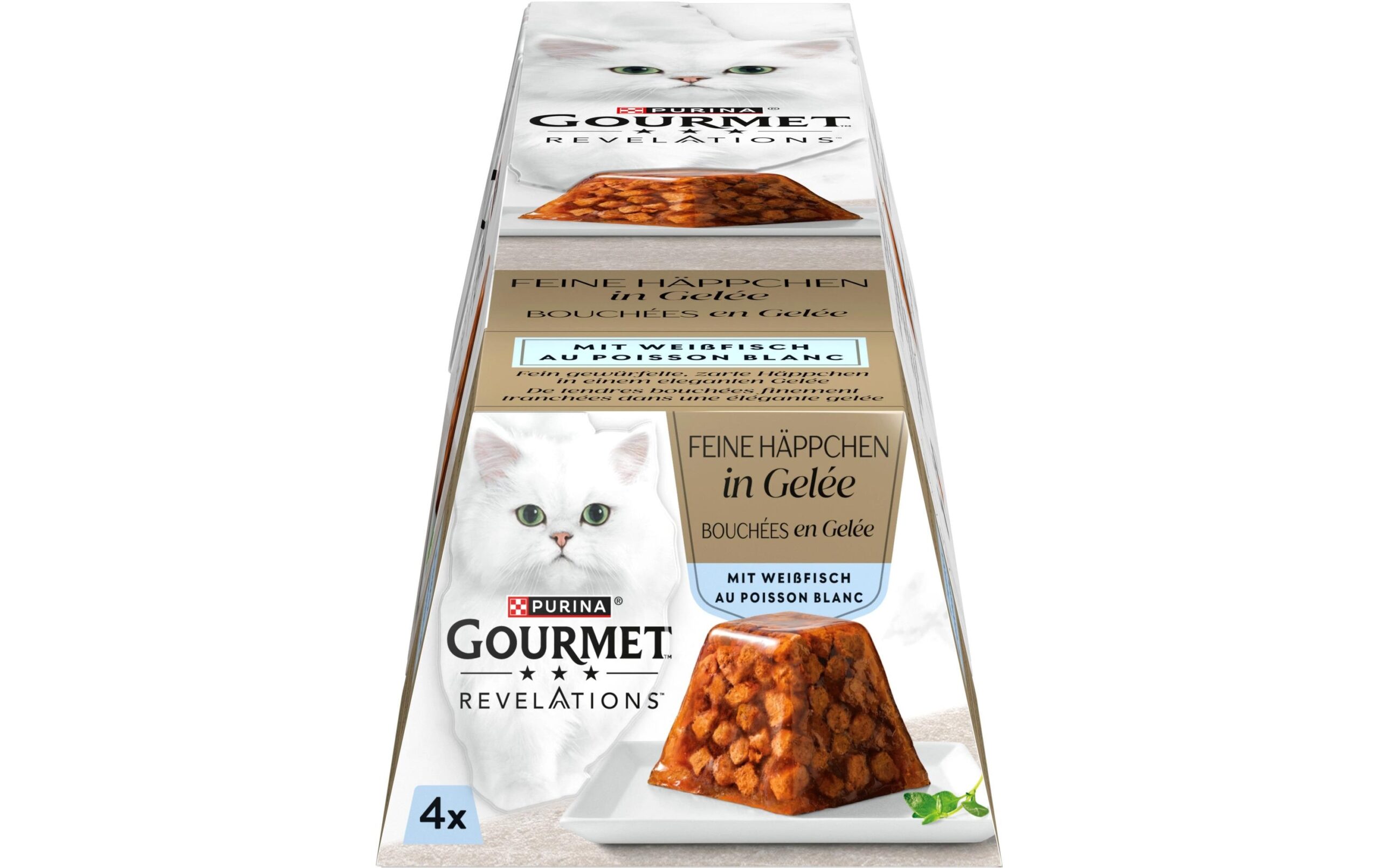 Purina Gourmet Nassfutter Feine Häppchen Gelée Weissfisch 4 x 57g