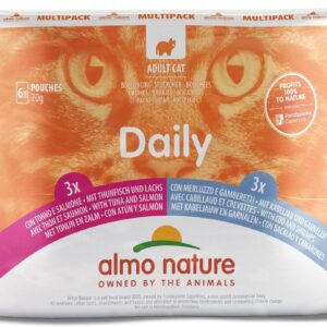 Almo Nature Nassfutter Daily Multipack, Lachs/Kabeljau/Garnelen 6 x 70g
