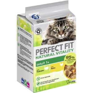 Perfect Fit Nassfutter Cat Pouch Mini Huhn und Truthahn, 6 x 50 g