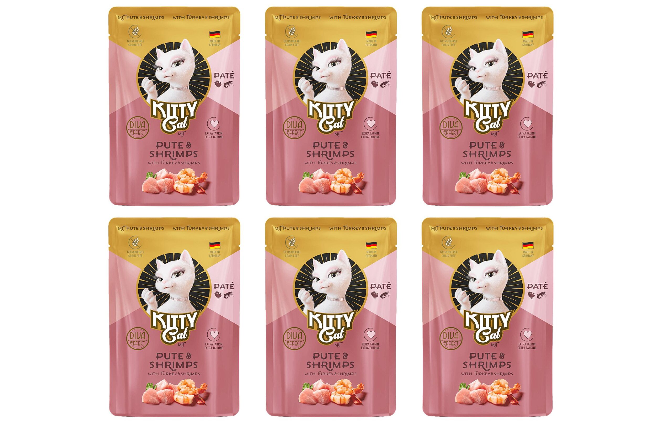 KITTY Cat Nassfutter KittyCat Paté Pouch Pute, Shrimps 6 x 85 g