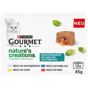 Purina Gourmet Nature’s Creations Saucenherz Fleisch und Fisch 12 x 85 g
