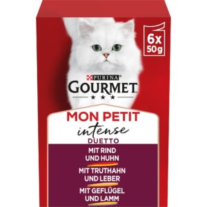 Purina Gourmet Nassfutter Mon Petit Intense Duo Rind, Huhn,Truthan 6 x 50 g